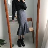 체크 머메이드롱스커트